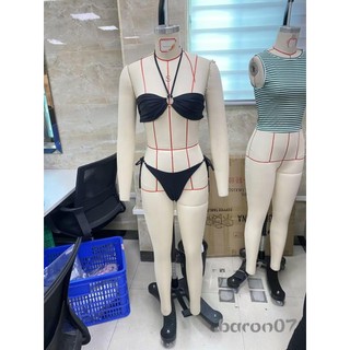 Bộ Bikini mùa hè dành cho nữ Bộ vòng kim loại màu trơn Áo ngực quây có dây buộc Quần short eo thấp 2 chiếc Đồ bơi