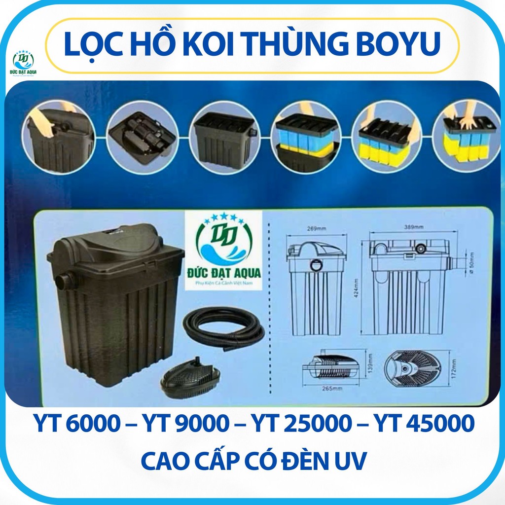 Lọc Hồ Koi thùng BOYU YT 6000 – YT 9000 – YT 25000 – YT 45000, có đèn uv, Thiết kế đẹp – gọn gàng 6