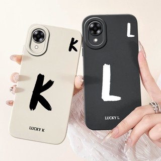 Dành Cho OPPO A17K CPH2471 Vỏ Đáng Yêu Đen Trắng Chữ Cái Silicon Mềm TPU Mờ Dành Cho OPPO A17K 4G A 17K Vỏ Điện Thoại