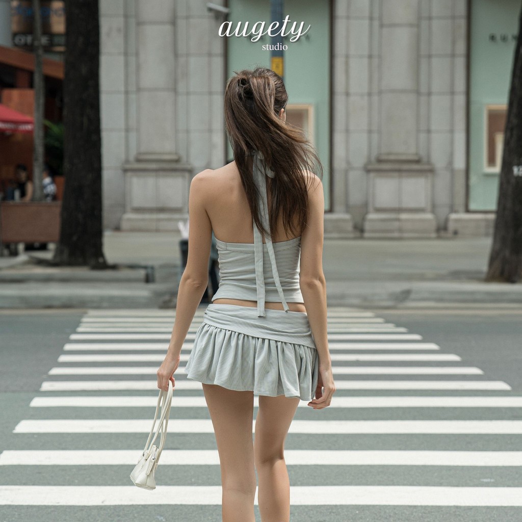 Váy Ngắn Thun Xòe Hai Tầng Kẻ Sọc Augety Studio, NADIA SKIRT