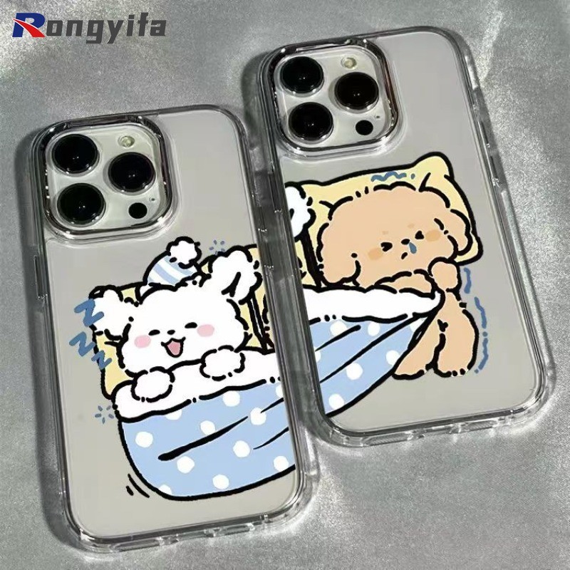 Ốp Điện Thoại Cặp Đôi Dễ Thương Trong Suốt Cho iPhone 16 Pro Max 15 14 Plus 13 12 11 Pro Max X XR XS Max 8 7 6 6s Plus SE2 SE3 Vỏ Mềm Hoạt Hình Chú Chó Vui Nhộn Chống Rơi