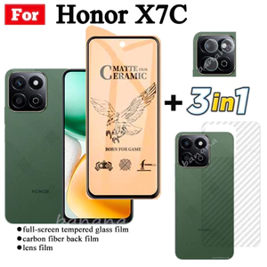 Kính cường lực gốm 3 TRONG 1 Honor X7C cho Honor X7B X7A X6A X6B X8A X8B Ống kính máy ảnh Kính bảo vệ màn hình và phim mặt sau