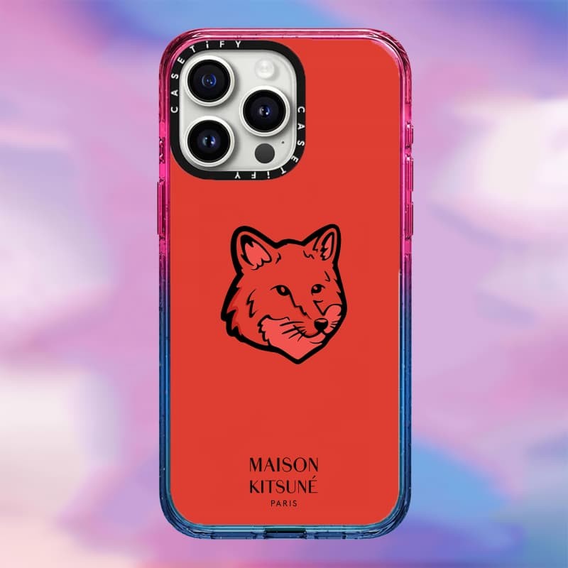 Casetify X Maison Kitsuné Autumb Màu Đỏ Ốp Lưng Acrylic Cứng Hút Từ Tính Cho Apple IPhone 12 13 14 15 16 Pro Max Plus Có Hộp