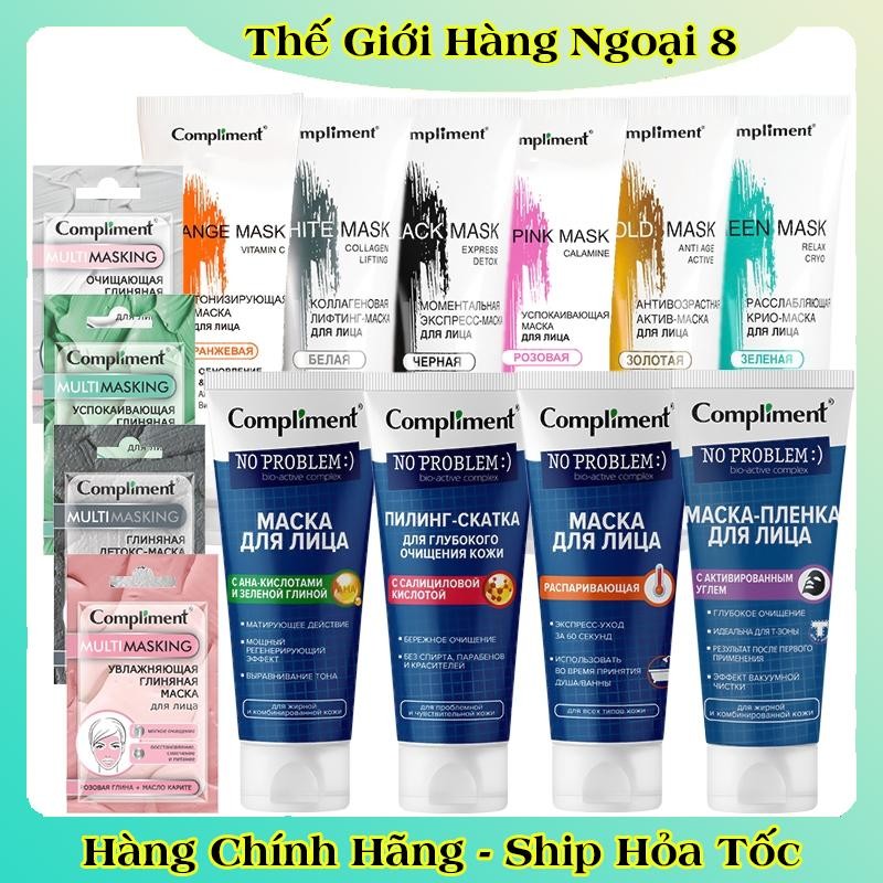 MẶT NẠ ĐẤT SÉT Compliment Detox Da, Làm Sáng, Kiềm Dầu, Se Khít Lỗ Chân Lông 80ml của Nga