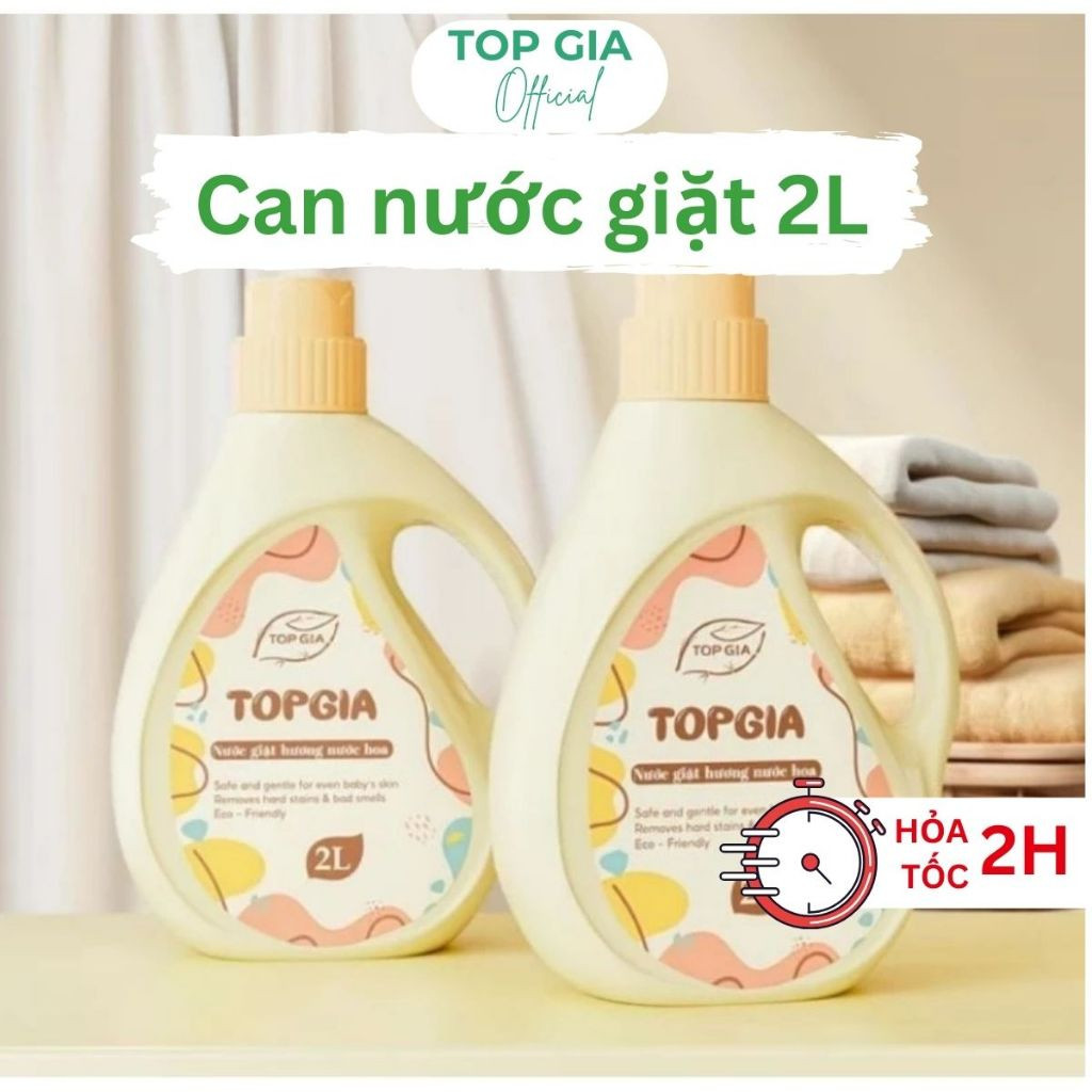 (CAN 2LIT) Nước giặt xả sắc Hương Nước Hoa Top Gia 2in1, can 2 lít khử khuẩn lành mạnh, lưu hương tới 24H