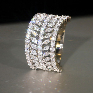 Nhẫn Zircon Lá Bạc S925 Trang Sức Thời Trang Đơn Giản Quà Tặng Nữ
