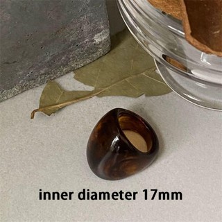 Nhẫn ngón tay lớn IDEANEST, Nhẫn Chunky mặt rộng cổ điển dành cho nữ, Trang sức Punk hình học phóng đại màu hổ phách phóng đại