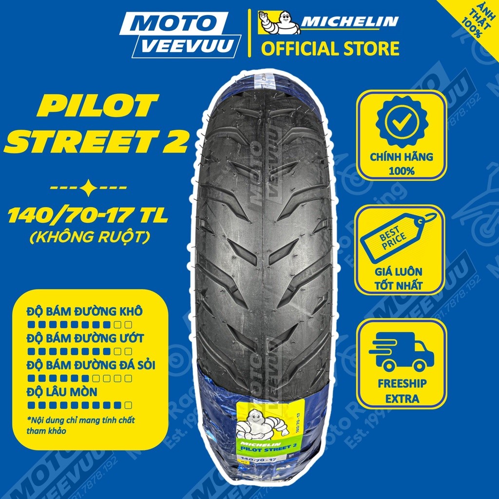 [MTVV] Vỏ lốp xe máy MICHELIN 140/70-17 TL Pilot Street 2 | Shopee Việt Nam