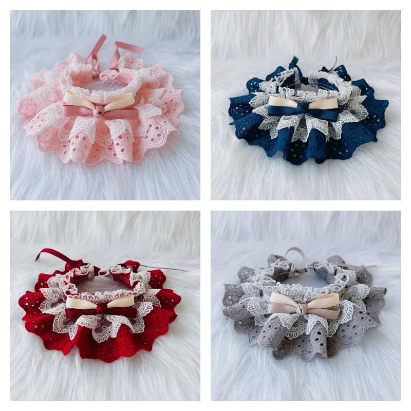 【Ready Stock】 Cat Dog Saliva Towel Pet Scarf Scarf Ins Style Bow Tie Photo Cute Jewelry Lace Bib Props mHtI