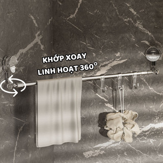 Giá Treo Khăn Mặt Điều Chỉnh Thu Gọn Ngắn Dài, Kệ Treo Dép, Kệ Treo Đồ Cốc Hút Đa Năng