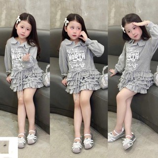 D422M-Đầm nhún tầng rút cho bé gái size từ 10-33Kg