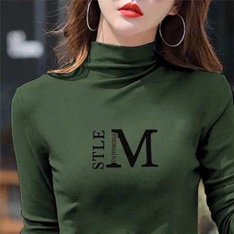 Áo mặc trong cổ cao áo giữ ấm mặc ngoài lót nhung cỡ lớn dài tay mẫu mới thu đông cho nữ