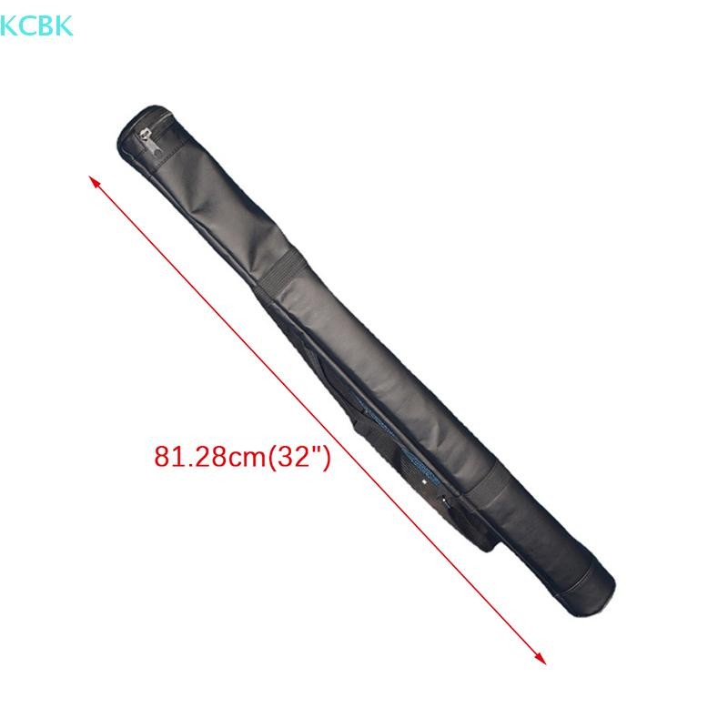 [Kc] 1 / 2 Hộp đựng thanh da nhân tạo Snooker Pool Cue Túi đựng gậy Cue Phụ kiện bi-a đeo vai di động có thể gập lại [BK]