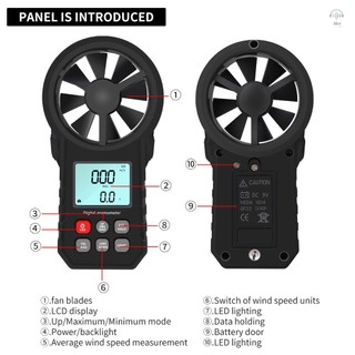 Máy đo tốc độ gió cầm tay Máy đo tốc độ gió cầm tay Máy đo gió CFM có đèn nền LCD để thu thập dữ liệu thời tiết Ngoài trời Thuyền lướt sóng Câu cá
