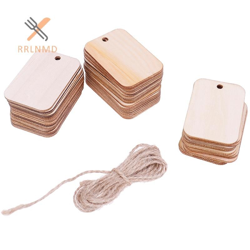 RRLNMD 50 Chiếc Vật Trang Trí Gỗ Ván Thẻ Nhãn Tấm DIY Khắc Thủ Công MỚI