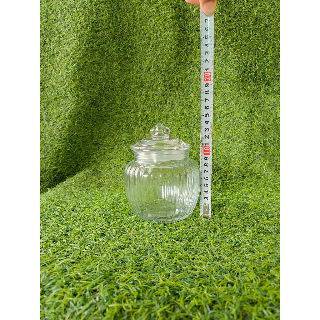 Hũ thủy tinh 1250ml gia vị muối dưa cà/ đựng đồ khô họa tiết trơn sọc