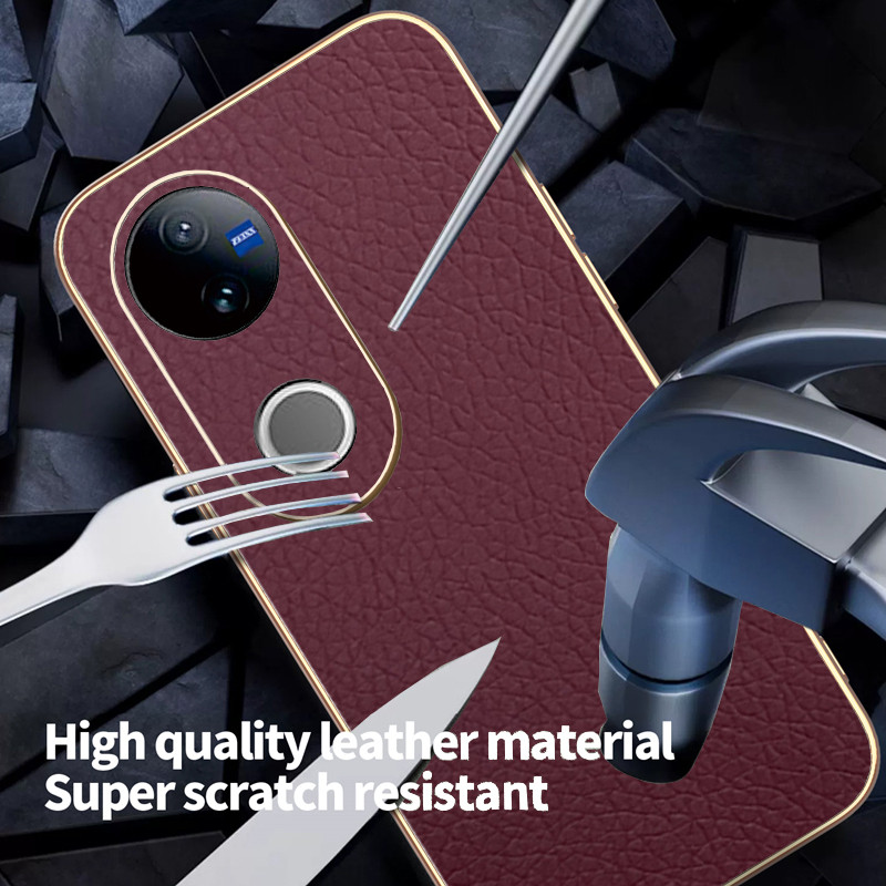 Ốp Lưng Cho Vivo V50 Da Màu Trơn Thanh Lịch Siêu Mỏng TPU Mạ Điện Edge Vỏ Điện Thoại Chống Sốc