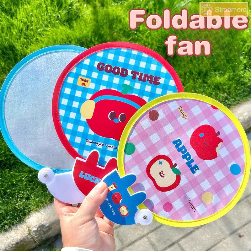 Streamer Hoạt Hình Dễ Thương Gấp Nhóm Quạt Chụp Ảnh Ngoài Trời Tấm Phản Quang Tròn Túi Tiện Lợi Quạt Gấp Di Động Mới