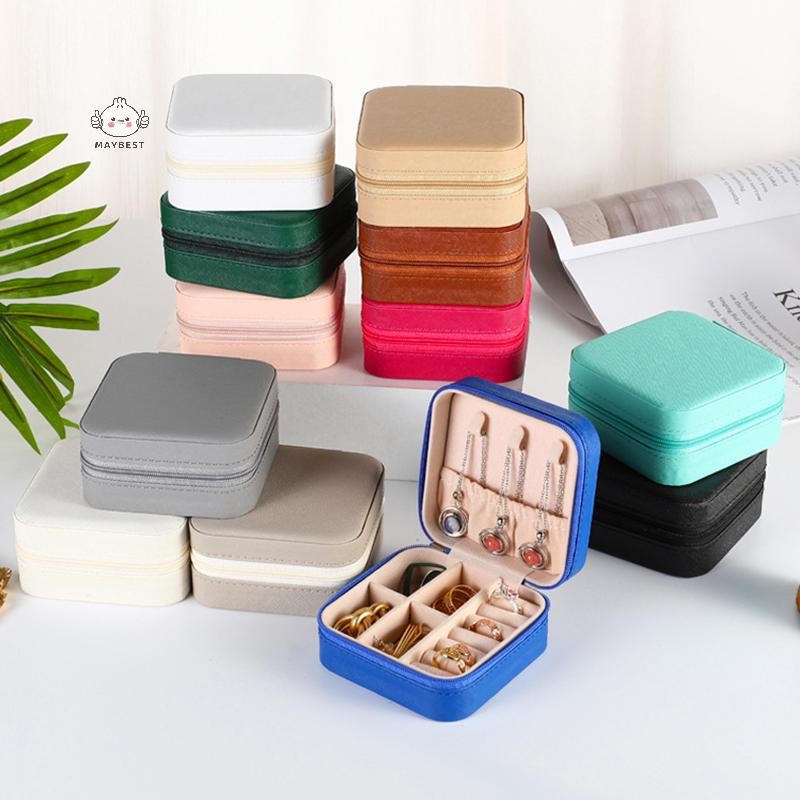Maybest Trang Sức Người Tổ Chức Hộp Trang Sức Di Động Hiển Thị Hộp Đựng Trang Sức Du Lịch Nút Da Bảo Quản Dây Kéo Trang Sức Joyero Màn Hình {VN}