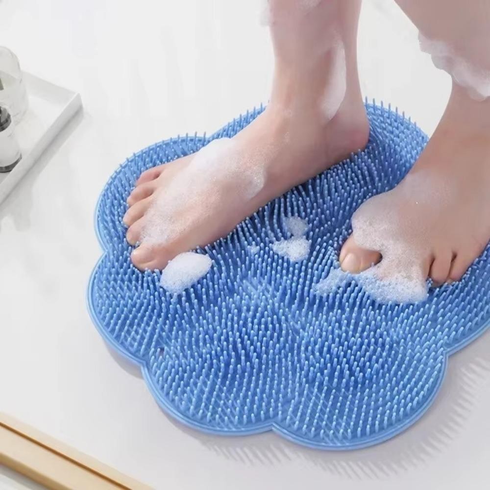 Tấm lót chân rửa BAMBOOB, silicon có bàn chải Massage hút, Thảm tắm chống trượt tẩy tế bào chết toàn thân Phòng tắm