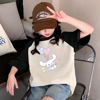 2025 Cinnamoroll Đồ Họa Trẻ Em Raglan Áo Thun Cho Bé Trai Và Bé Gái Mùa Hè Hàng Ngày Mặc Mềm Mại