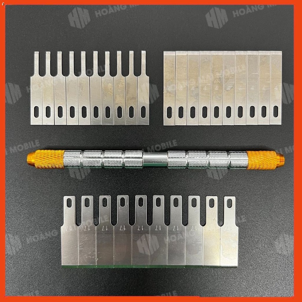 Bộ dao cạy nắp lưng điện thoại đa năng 40 lưỡi, combo cán dao luồn khe, tách keo
