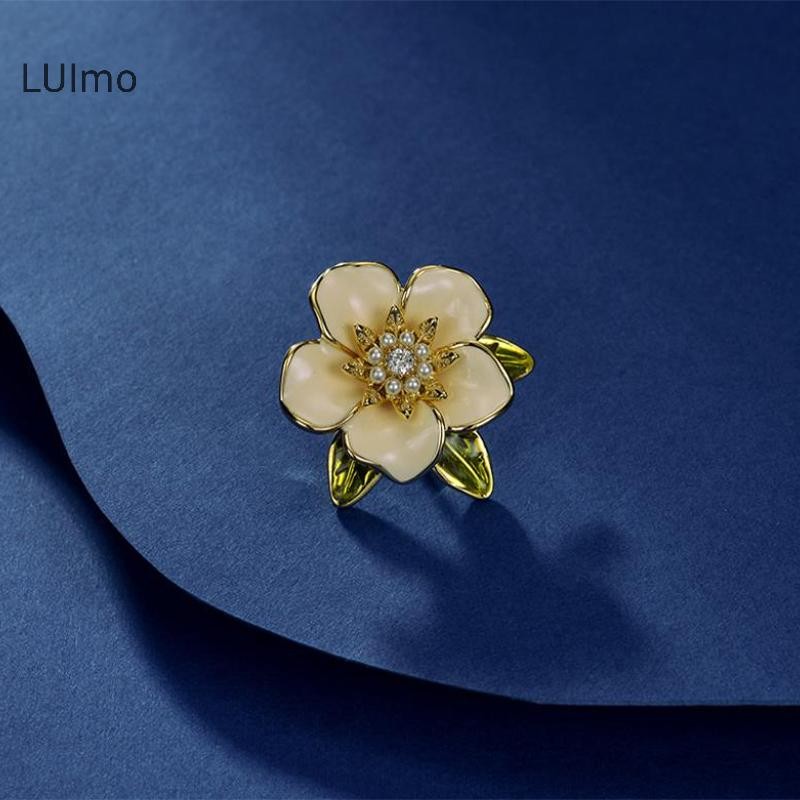 Luimo Thời Trang Gardenia Hoa Dầu Nhỏ Giọt Men Trâm Cài Cho Nữ Quần Áo Phụ Kiện Trang Sức Quà Tặng SBS