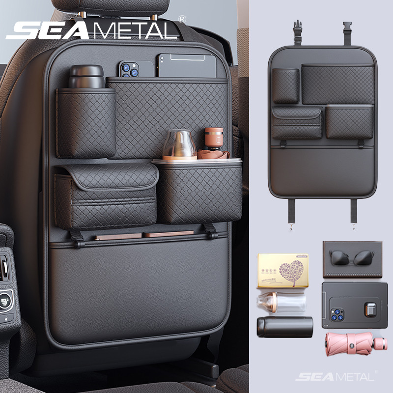 SEAMETAL Xe Seatback Túi Bảo Quản Ghế Ô Tô Chống Đá Miếng Lót Đa Năng Treo Ghế Sắp Xếp Hộp Đựng Khăn Giấy Giá Đỡ Cốc