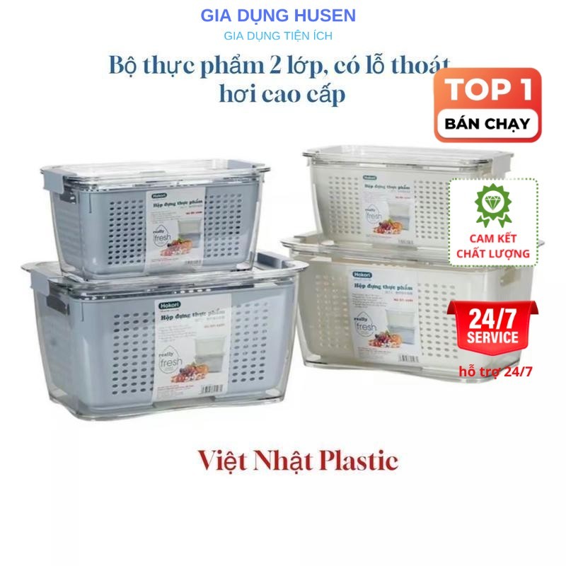 [FURNI HOME] Hộp Đựng Thực Phẩm 2 Lớp Để Tủ Lạnh Có Lỗ Thoát Khí Cao Cấp Hokori Nhựa Việt Nhật | BigBuy360 - bigbuy360.vn