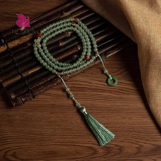 Phong Cách Trung Hoa Dài Hạt Xanh Vòng Cổ Phật Giáo Thiền Pha Lê Xanh Vòng Cổ Dài sel Chokers Trang Sức Quà Tặng [MỚI]