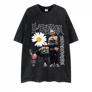 Phong Cách Hàn Quốc GD Kwon Ji-Dragon Cùng Phong Cách Đường Phố Cao Cấp Rửa Đau Khổ Daisy Tay Ngắn Dạo Phố Hip-Hop oversize Cotton Nguyên Chất T-