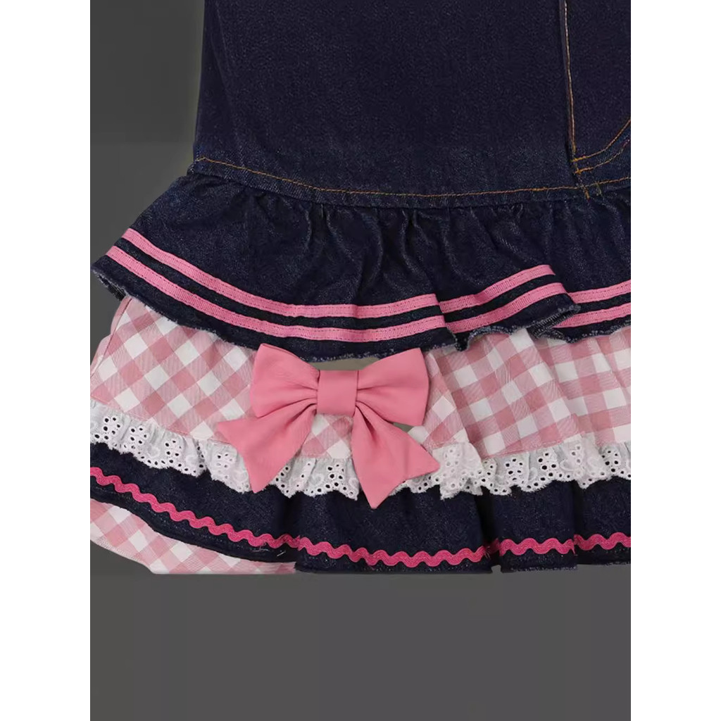 Váy Nữ Phong Cách Mới Mùa Hè Hồng Âu Mỹ Xếp Ly Váy Denim Nữ