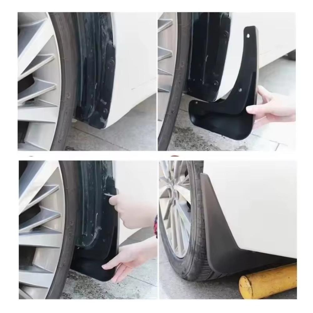 FENDER FANIELLAPOWELL 4 Chiếc Chắn Bùn Ô Tô, Bánh Trước Phía Sau Đen Bắn Bùn Bảo Vệ, Di Động Đa Năng Nhựa Bùn Flaps Phụ Kiện Ngoại Thất