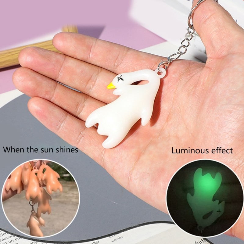 Wellb Uv Màu Đổi Vịt Mặt Dây Chuyền Móc Khóa Ba Lô Charm Treo Túi Trang Trí