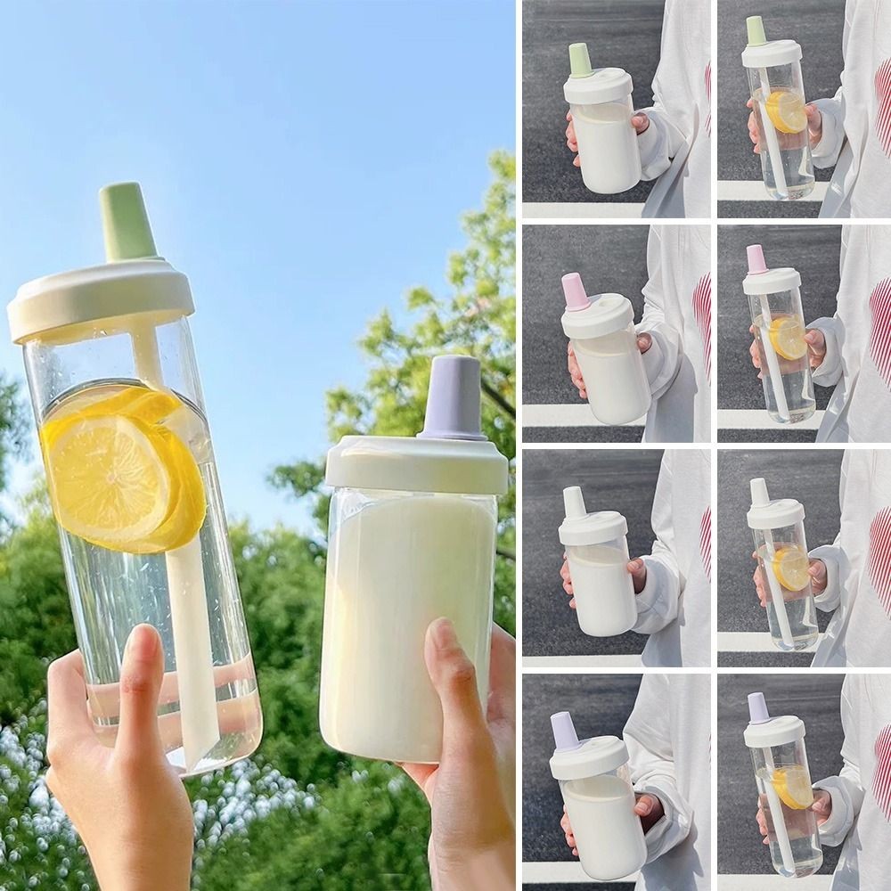 Chai Nước SLICELLIFE, Cốc Ống Hút Nhựa Trong Suốt, Đồ Uống Uống Straigh Cốc Dung Tích Lớn Có Nắp Ống Hút Nước Sữa