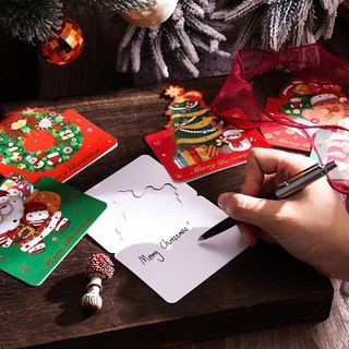 Tấm Thiệp giáng sinh, thẻ quà tặng Noel Mini phụ kiện treo trang trí in hình ông già Noel, cây thông, tuần Lộc đáng yêu