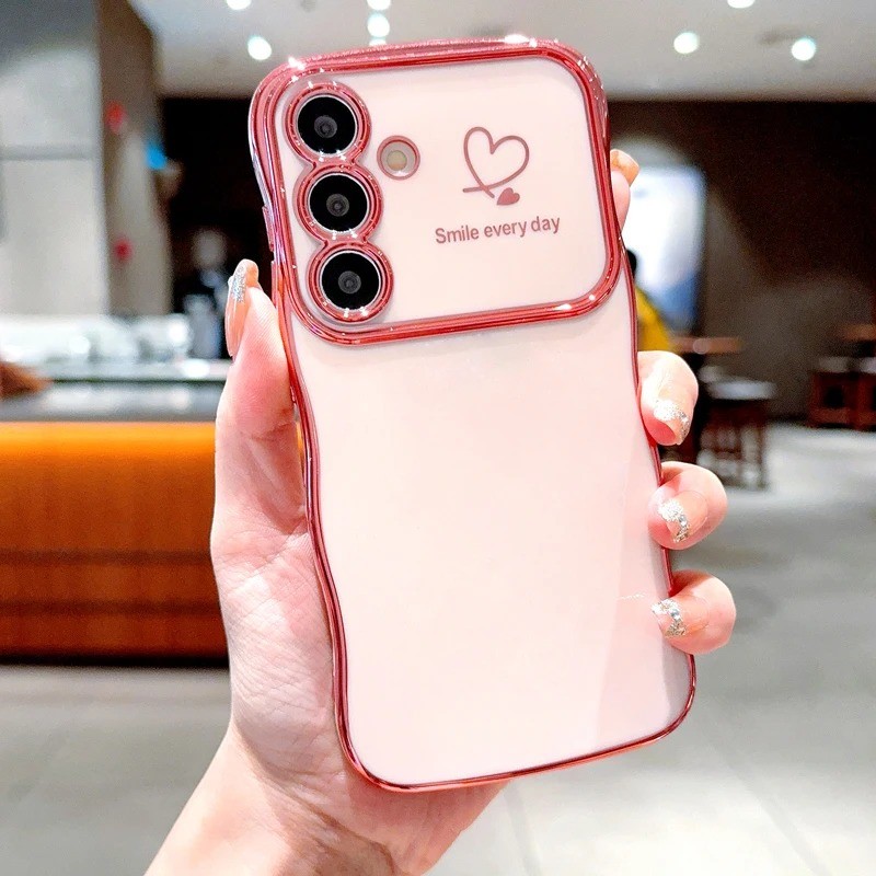Ốp điện thoại TPU mềm mạ Luxur cho Samsung Galaxy A55 A54 A16 A15 A14 A25 A35 A34 5G A24 Side Love Heart Vỏ chống sốc