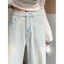 Quần jeans nữ xanh khói dáng rộng, quần bò nữ lưng cao thời trang