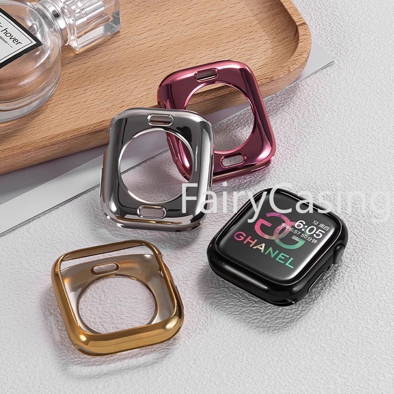 Vỏ Mạ Điện Cho Apple Watch Series 10 46mm 42mm 49mm 45mm 41mm 44mm 40mm 38mm Phụ Kiện PC Ốp Lưng Khung Vỏ Cho iWatch 9 8 7 6 5 4 3 Bảo Vệ