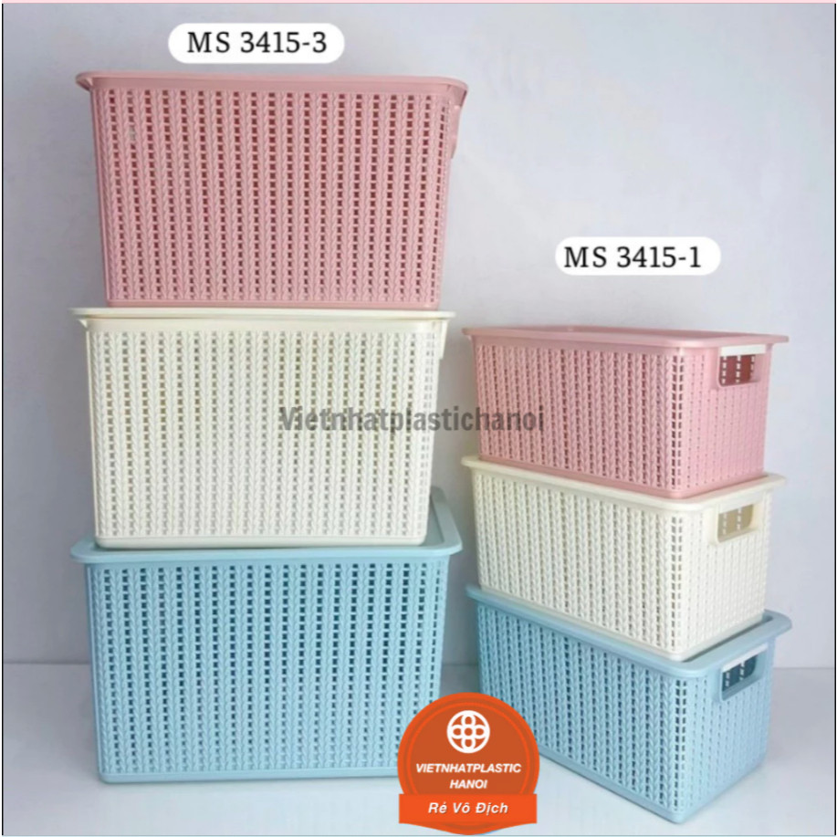 Rổ đan mây đựng đồ đa năng 3 size nhựa Việt Nhật (3415), Giỏ đựng quần áo, dụng cụ nhà bếp 12
