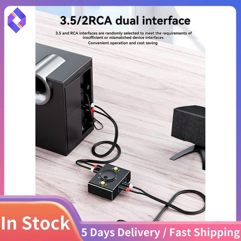 Bộ chuyển đổi âm thanh 3,5 mm sang 2RCA Bộ chuyển đổi giá thầu 1 trong 2 Out hoặc 2 trong 1 Out Bộ chuyển đổi bộ chia RCA sang 3,5 mm kép