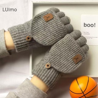 Luimo 1 Cặp Găng Tay Không Ngón Dệt Kim Mùa Đông Làm Dày Ấm Áp Màn Hình Cảm Ứng Găng Tay Dành Cho Nam Nữ Ấm Nửa Ngón Găng Tay Dày Quà Tặng SBS