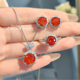 Châu Âu Mỹ ins Bộ đồ hoa hồng đỏ Trung Quốc đính kim cương phong cách mới dành cho nữ
