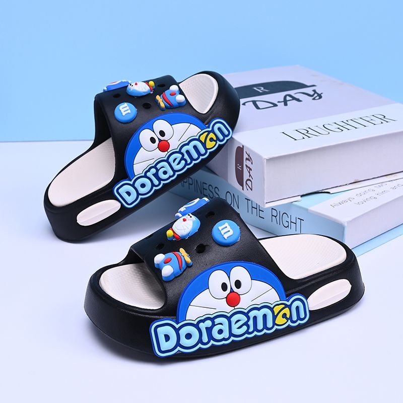 Hàng sẵn có Dép trẻ em Bé trai Phim hoạt hình mới Doremon Big Kids Đế mềm chống trượt trong nhà Mặc ngoài trời cho bé trai