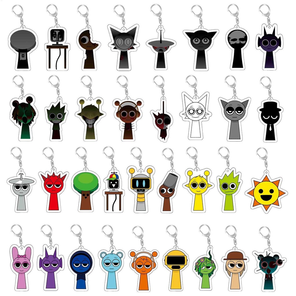 42 Cái / bộ Sprunki Acrylic Móc Khóa Hoạt Hình Trò Chơi Sprunki incredibox Móc Khóa Ba Lô Mặt Dây Chuyền saixit2vn