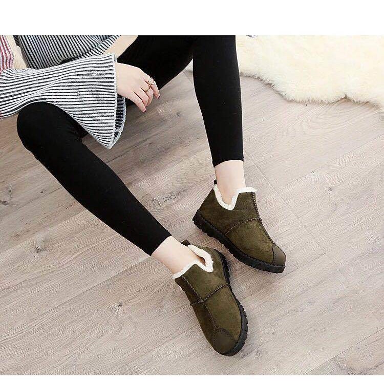 Giày Bông Mẫu mới thu đông Bốt đi tuyết dễ phối phong cách Hàn Quốc lót nhung giữ ấm cho nữ