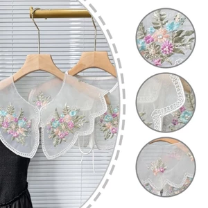 OXXGGKAO Cổ giả Organza nữ đa năng có hoa thêu và đính cườm