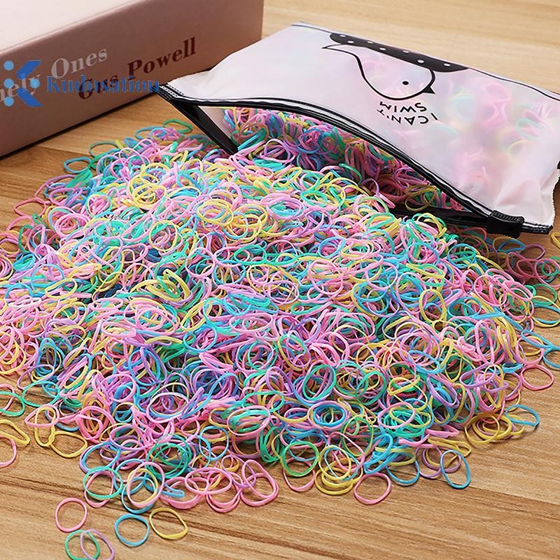 Kudosation 1000 Chiếc Bé Gái Nhiều Màu Sắc Dùng Một Lần Dây Cao Su Co Giãn Tóc Trẻ Em Đuôi Ngựa Giá Đỡ Dây Cho Trẻ Em Phụ Kiện
