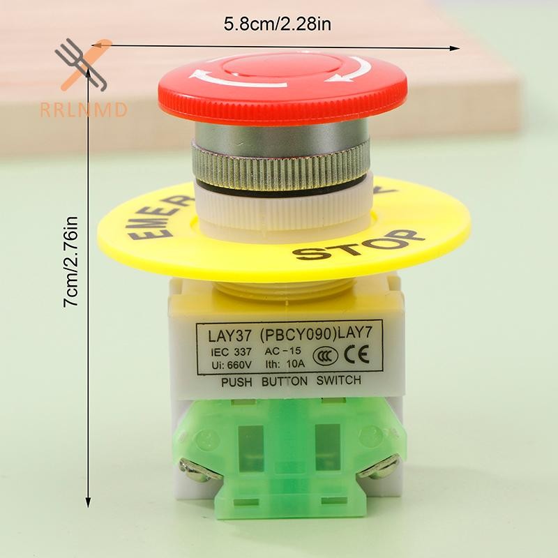 Rrlnmd 1 Mũ Nấm 1NO 1NC DPST Dừng Khẩn Cấp Nút Nhấn Công Tắc AC 660V 10A Thiết Bị Công Tắc Tự Khóa Nâng Thang Máy Lưới MỚI