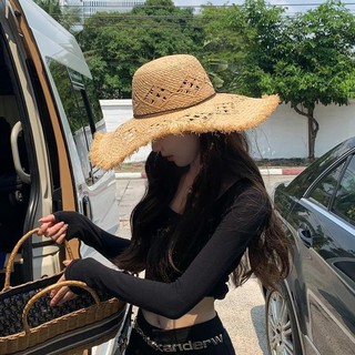 ✨2025 Vành Lớn Raffia Mũ Rơm Nữ Đi Biển Du Lịch Kỳ Nghỉ Chống Nắng Mũ Chống Nắng Mũ Chống Nắng Rỗng Che Mặt Mũ 25.4.8
